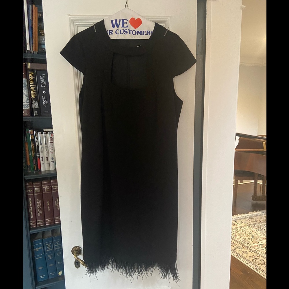 Trina Turk circa 2010 cocktail dress with faux feather trim